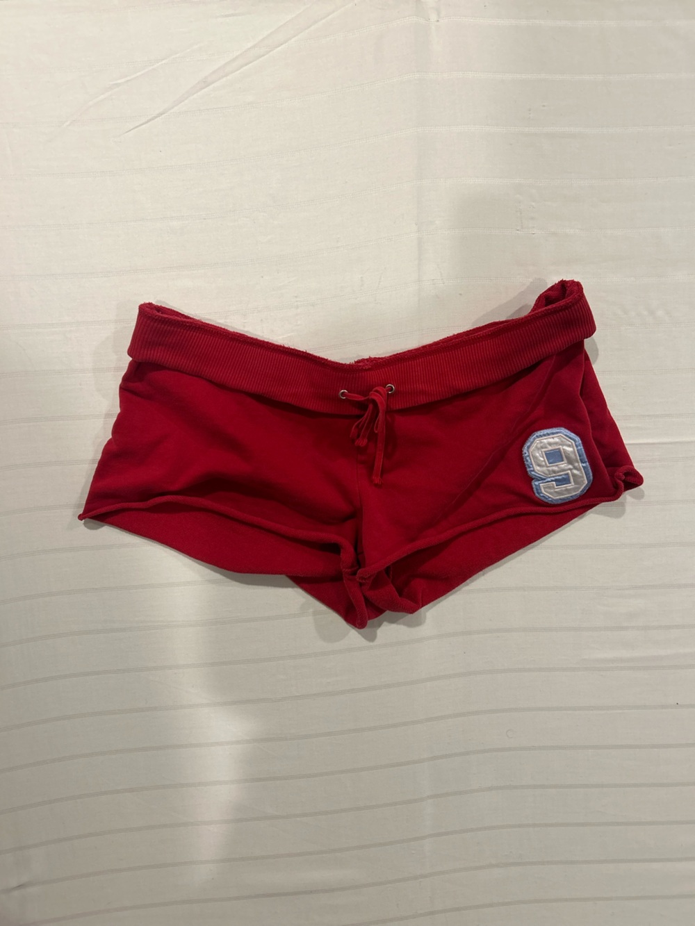 Y2K Abercrombie & Fitch Red Drawstring Fold-over Shorts with Patch